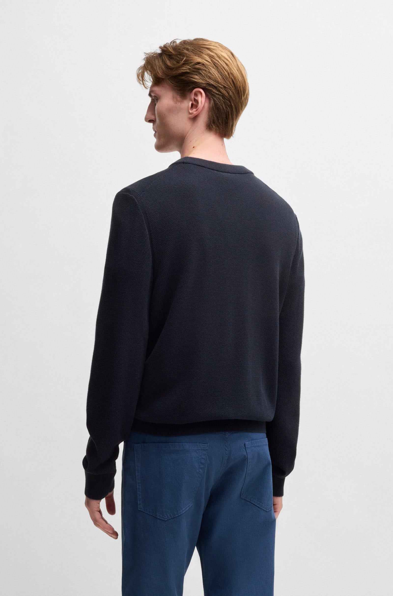 Maglia girocollo in cotone 50506022 10255187 01 404 BOSS Dark blue 