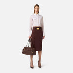 Gonna in tessuto tecnico bielastico con cintura GO15961E1 644 ELISABETTA FRANCHI Cacao 