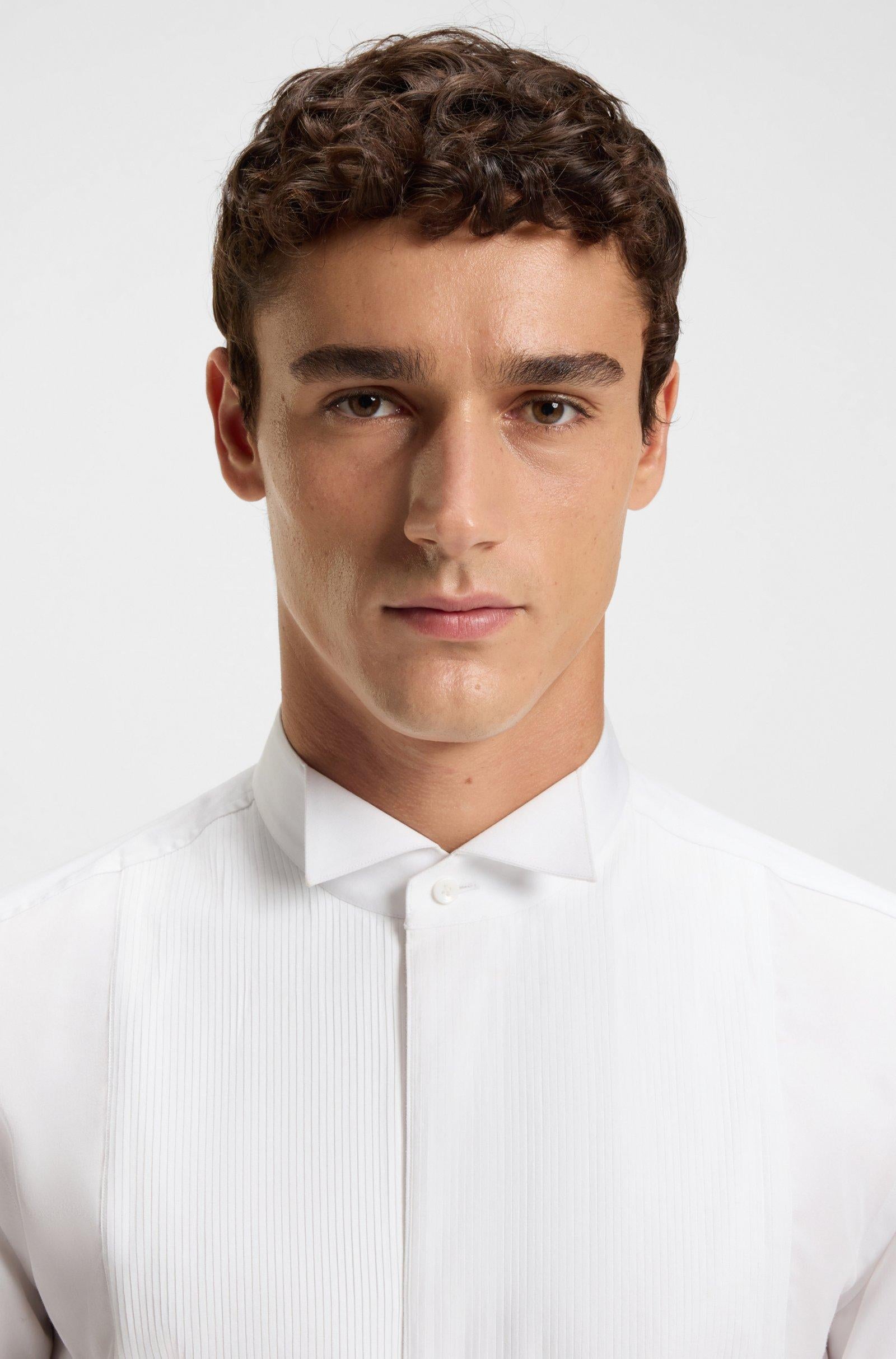 Camicia con collo in piedi e polso da gemelli 50550662 10272509 01 100 BOSS White 