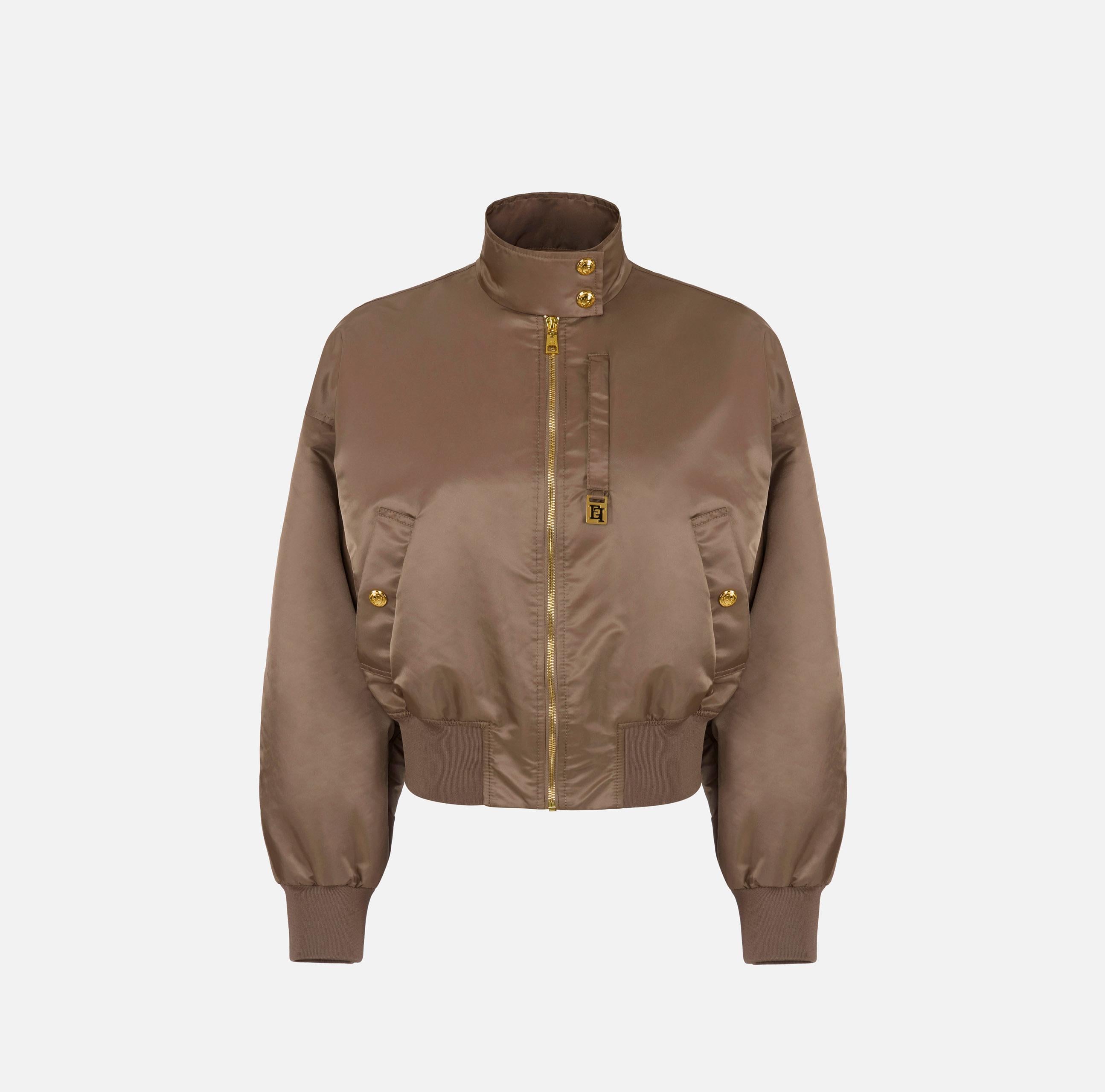Bomber in nylon GB05D61E2 229 ELISABETTA FRANCHI Argilla 