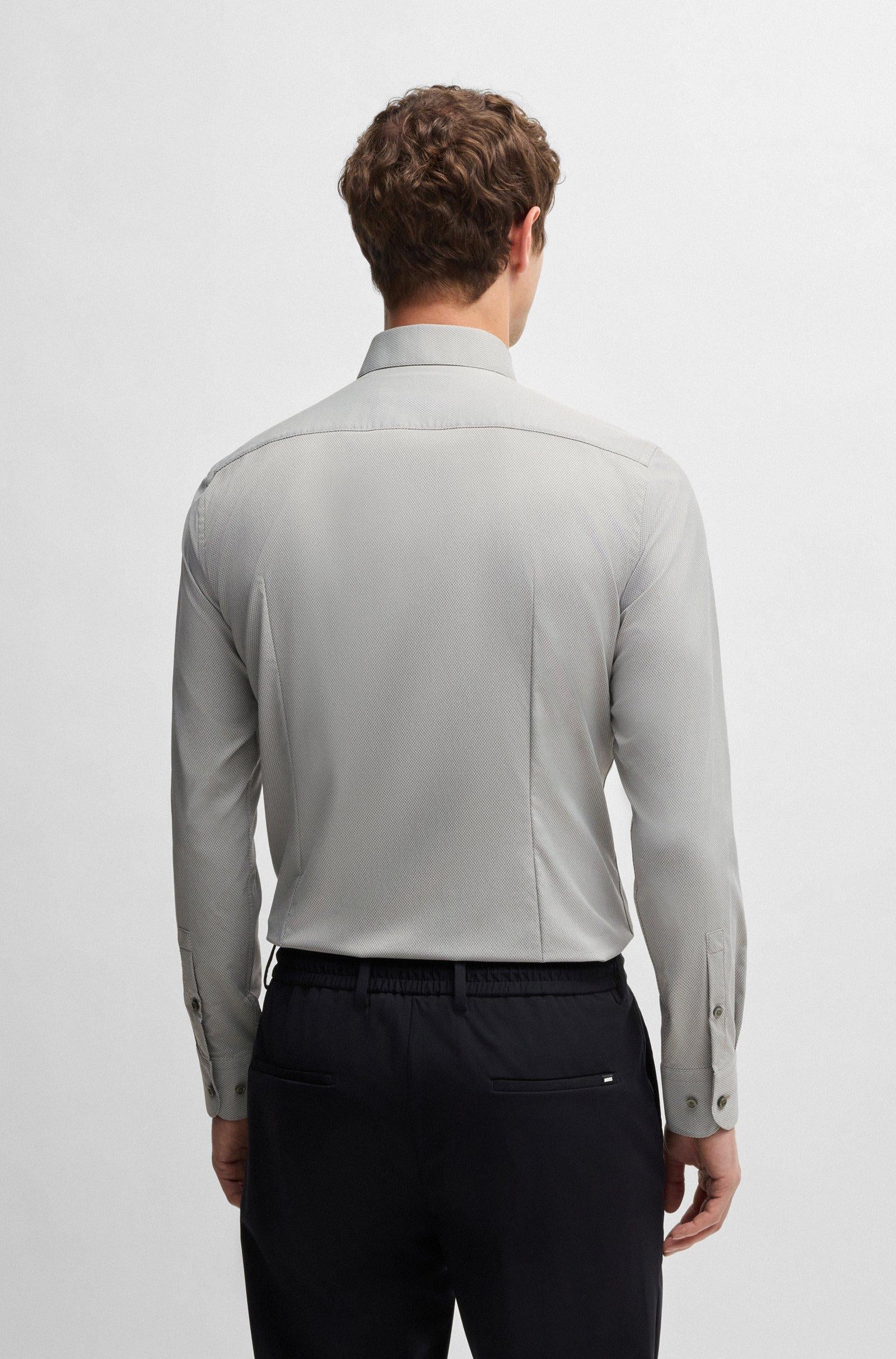 Camicia in microfibra slim 50539403 10270763 01 404 BOSS Dark blue 