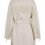 Cappotto con frange e cintura LEAKD430995 002 P.A.R.O.S.H. Cream 