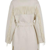 Cappotto con frange e cintura LEAKD430995 002 P.A.R.O.S.H. Cream 