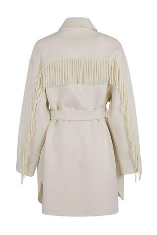 Cappotto con frange e cintura LEAKD430995 002 P.A.R.O.S.H. Cream 