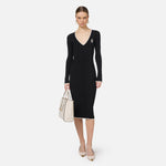 Abito midi in viscosa con logo a contrasto AM09M46E2 685 ELISABETTA FRANCHI Nero/burro 