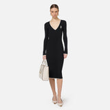 Abito midi in viscosa con logo a contrasto AM09M46E2 685 ELISABETTA FRANCHI Nero/burro 