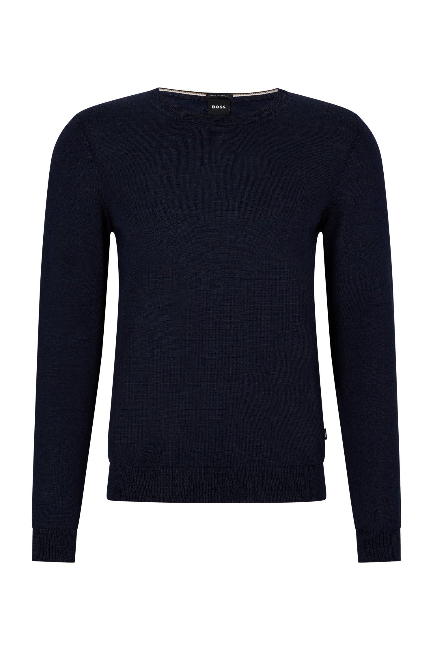 Maglia girocollo in merinos 50468239 10241501 01 404 BOSS Dark blue 
