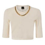 Maglia mezza manica 106635A32C C03 PINKO Beige g. maroso 