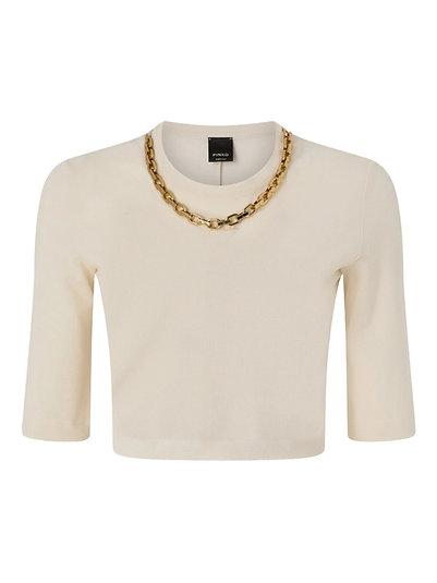 Maglia mezza manica 106635A32C C03 PINKO Beige g. maroso 