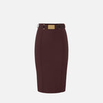 Gonna in tessuto tecnico bielastico con cintura GO15961E1 644 ELISABETTA FRANCHI Cacao 