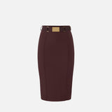Gonna in tessuto tecnico bielastico con cintura GO15961E1 644 ELISABETTA FRANCHI Cacao 