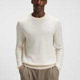 Maglia girocollo in lana e cotone 50549985 10274948 01 131 BOSS Open white 