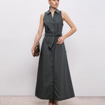 Vestito chemisier in popeline di puro cotone con cintura CFWWDR2022FRUT3944 6668 WOOLRICH Forest veil 