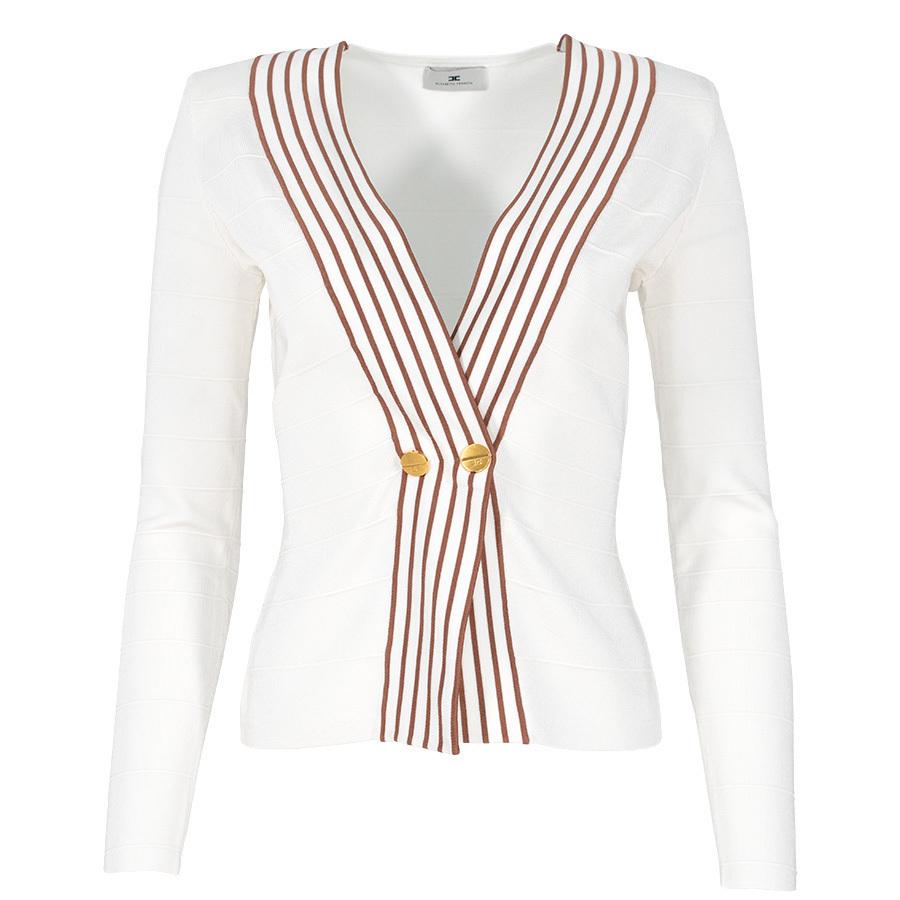 Top in maglia con bande a righe<BR/> MK78S61E2 AQ6 ELISABETTA FRANCHI Avorio/cuoio 