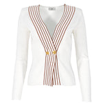 Top in maglia con bande a righe<BR/> MK78S61E2 AQ6 ELISABETTA FRANCHI Avorio/cuoio 