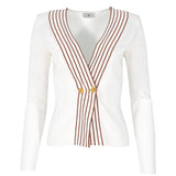 Top in maglia con bande a righe<BR/> MK78S61E2 AQ6 ELISABETTA FRANCHI Avorio/cuoio 