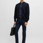 Cardigan in cotone con zip e logo ricamato 50505998 10255178 01 404 BOSS Dark blue 
