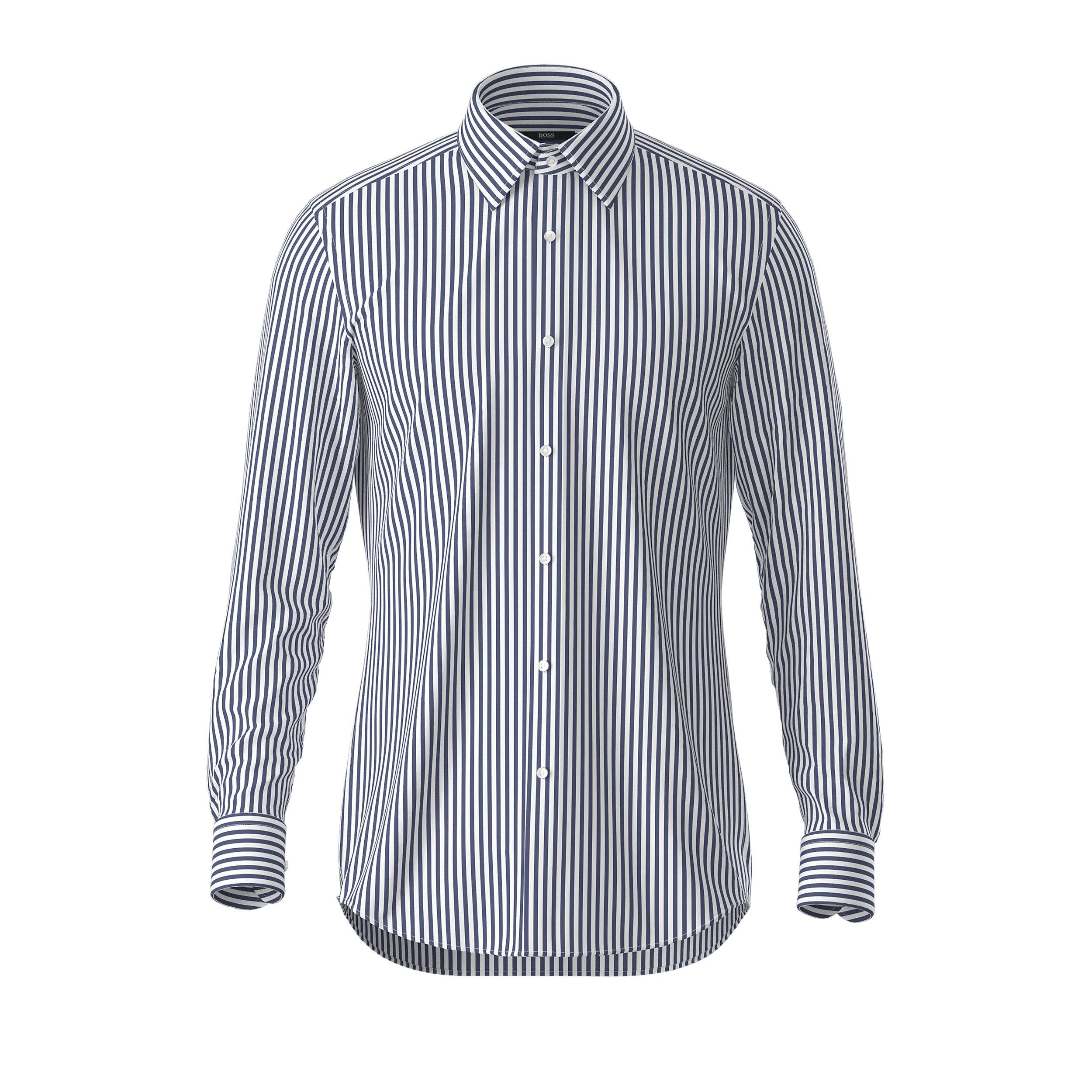 Camicia slim fit in cotone H-HANK-KENT-214 10229933 01 50459709 413 BOSS Navy 