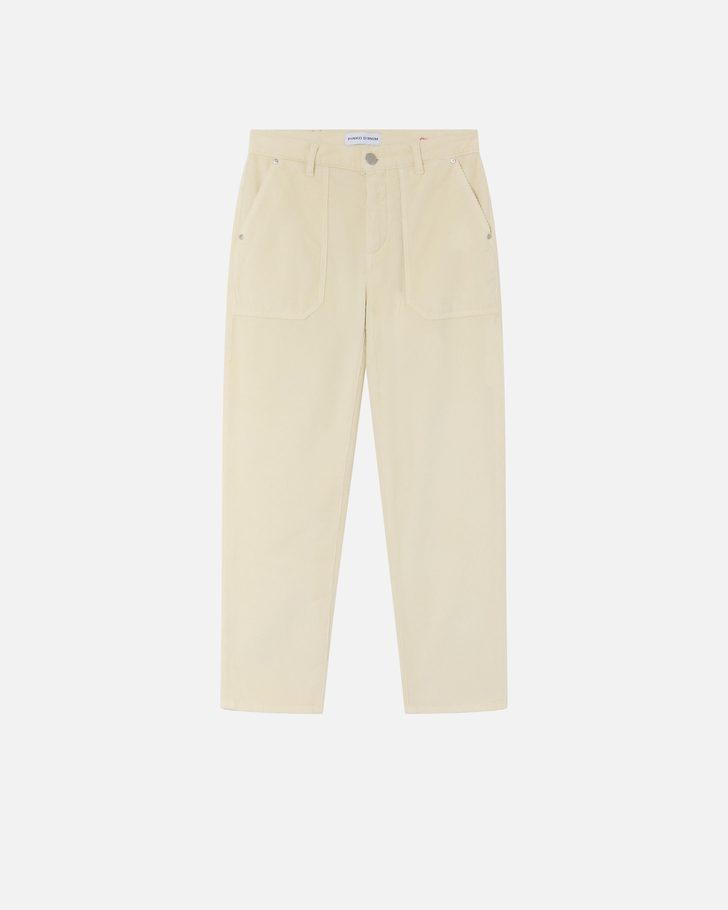 Pantaloni chino in velluto millerighe 102761A20R Z12 PINKO Bianco latte 