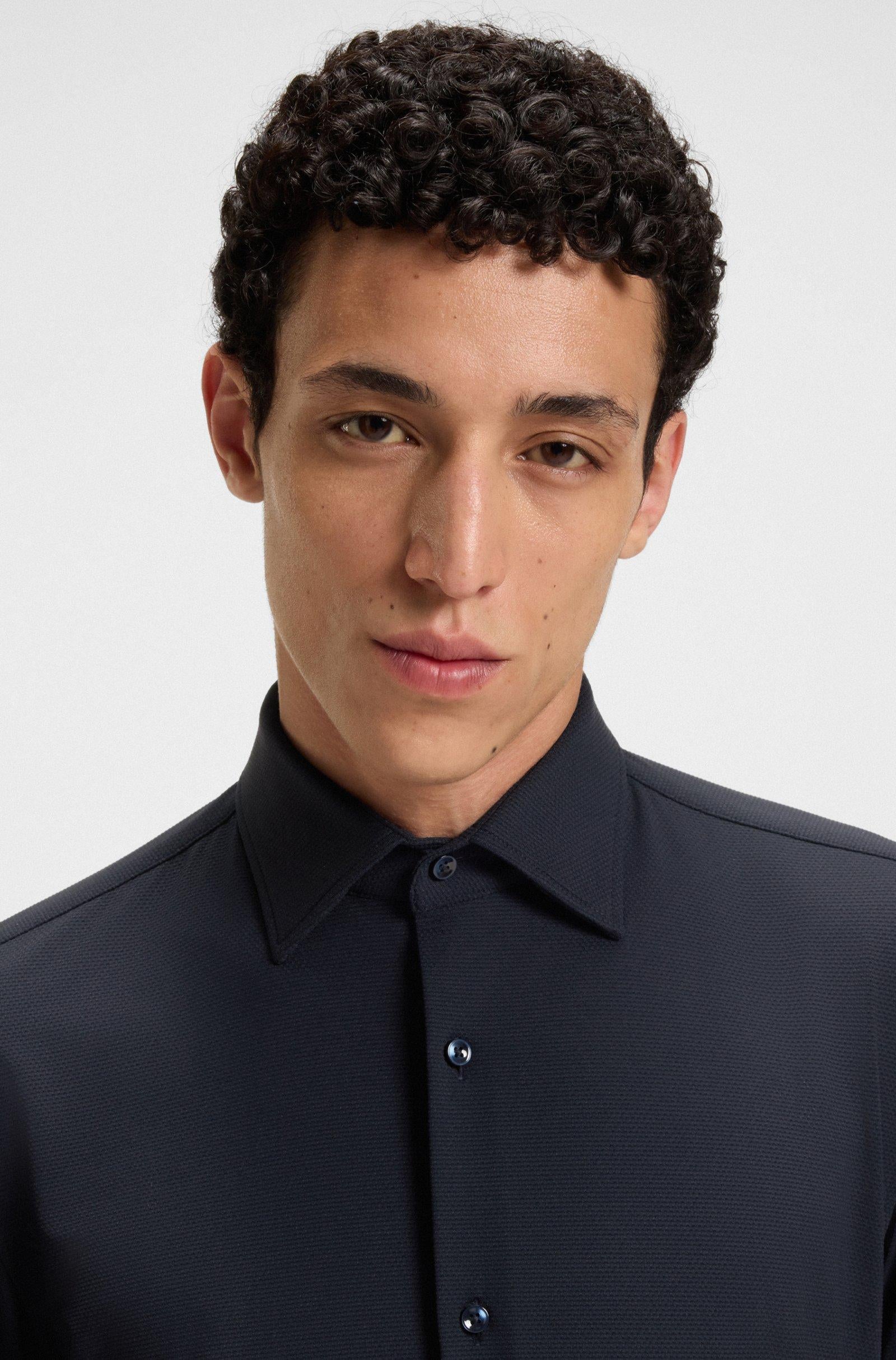 Camicia slim fit in tessuto performance 50545163 10268245 01 404 BOSS Dark blue 