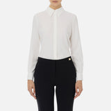 Camicia in georgette jacquard lettering CA08446E2 360 ELISABETTA FRANCHI Avorio 