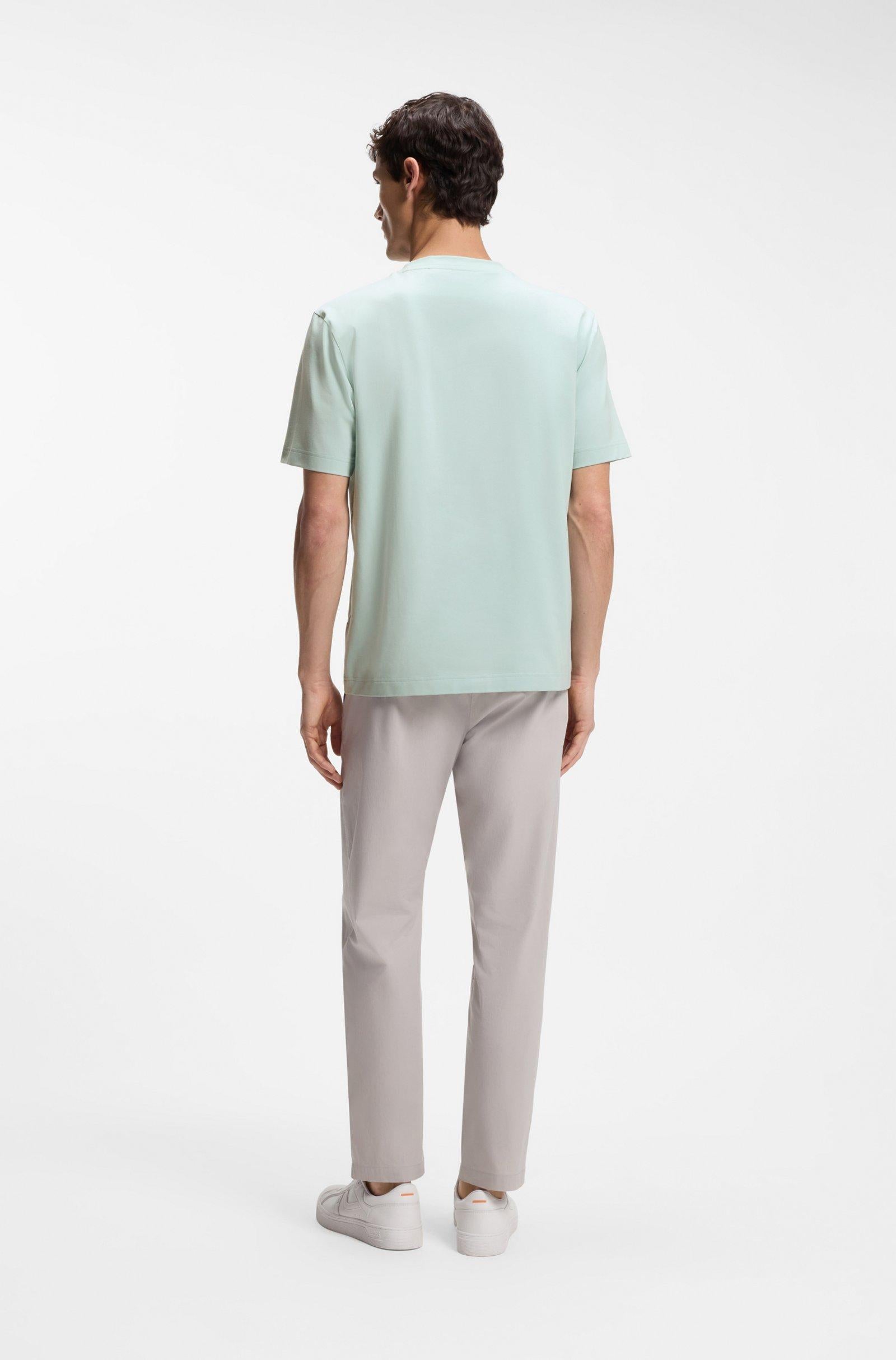 T-shirt in cotone elasticizzato con logo a contrasto 50473278 10242929 01 447 BOSS Turquoise/aqua 