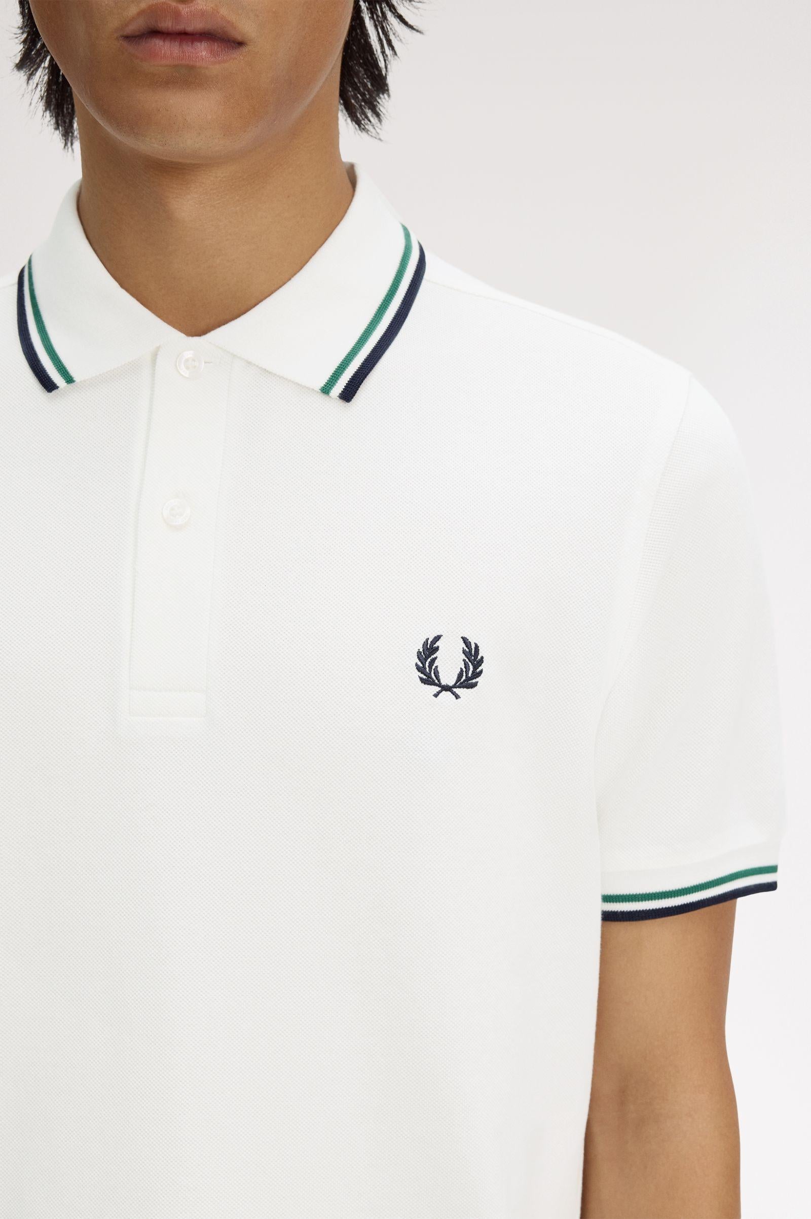 Polo manica corta M3600 02C FRED PERRY Snowwht/sgrn/nvy 