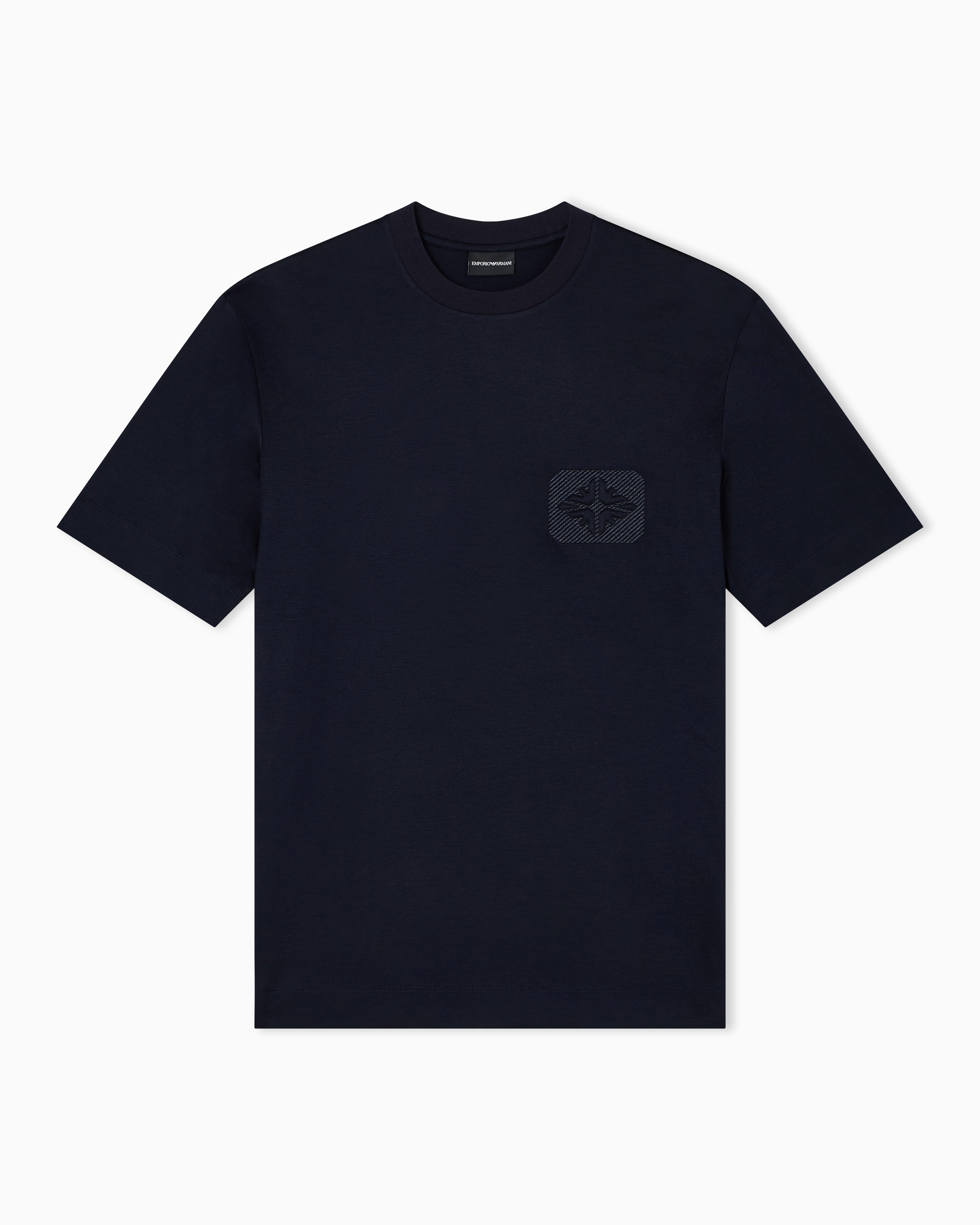 T-shirt in lyocell con logo aquile bombate a rilievo ASV EM002938 AF18312 UB118 EMPORIO ARMANI Blue navy 