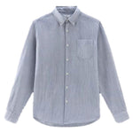 Camicia a righe in misto cotone e lino CFWOSI0134MRUT3707 31127 WOOLRICH Maritime blue 