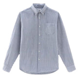 Camicia a righe in misto cotone e lino CFWOSI0134MRUT3707 31127 WOOLRICH Maritime blue 