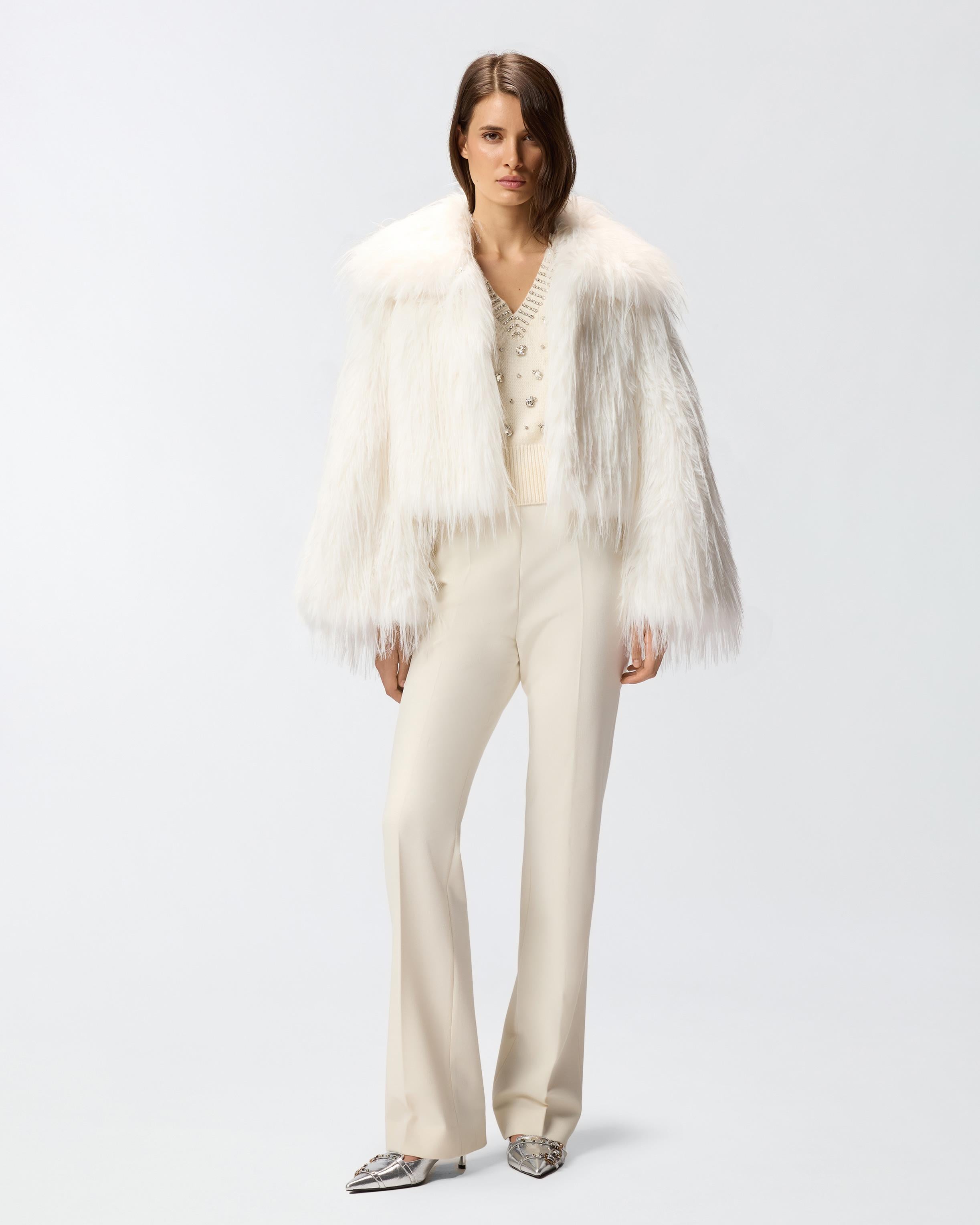 Pantaloni skinny con piega stirata 105671A2QV Z00 PINKO Bianco-gelato vaniglia 
