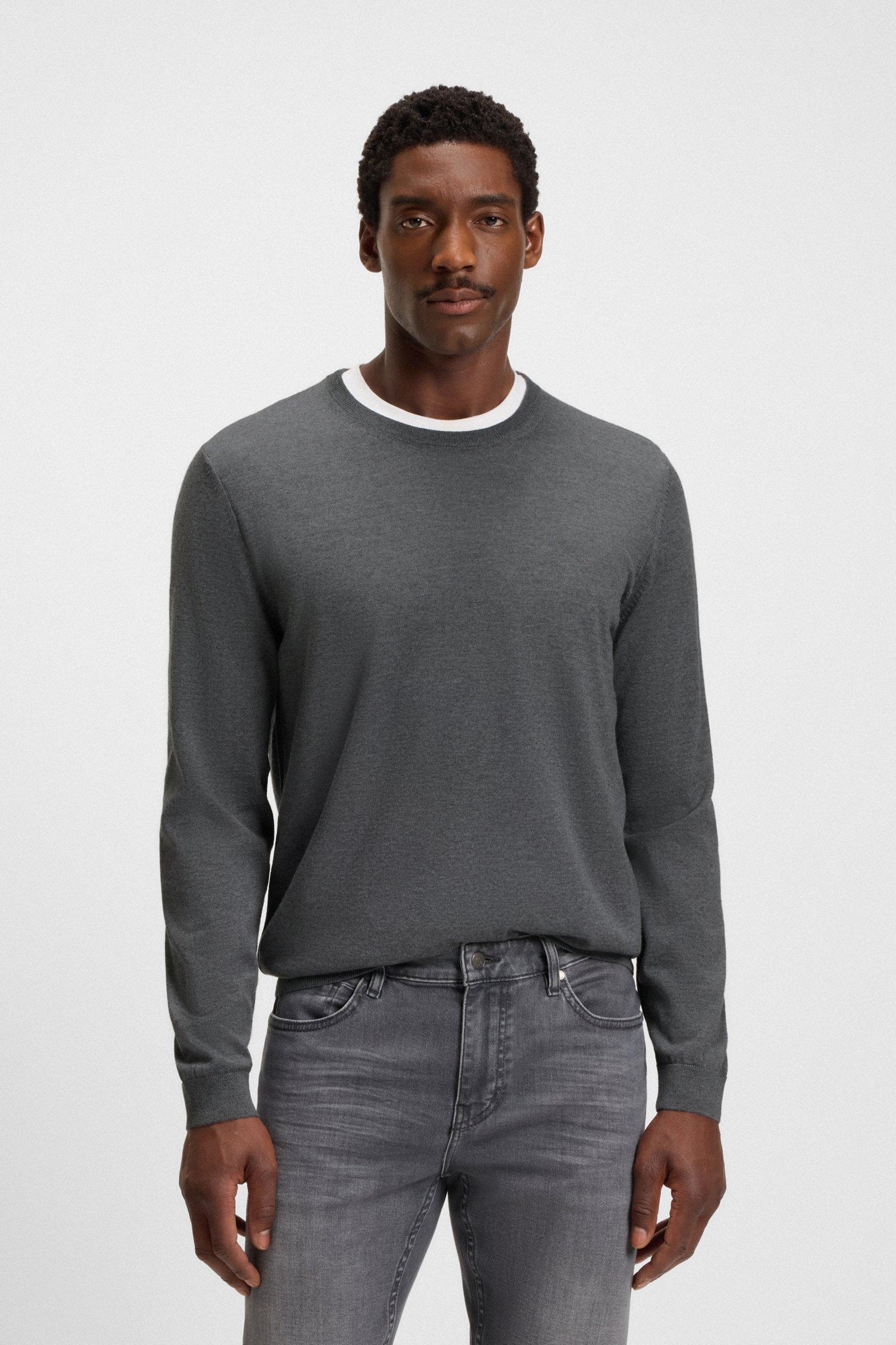 Maglia girocollo in merinos 50468239 10241501 01 030 BOSS Medium grey 