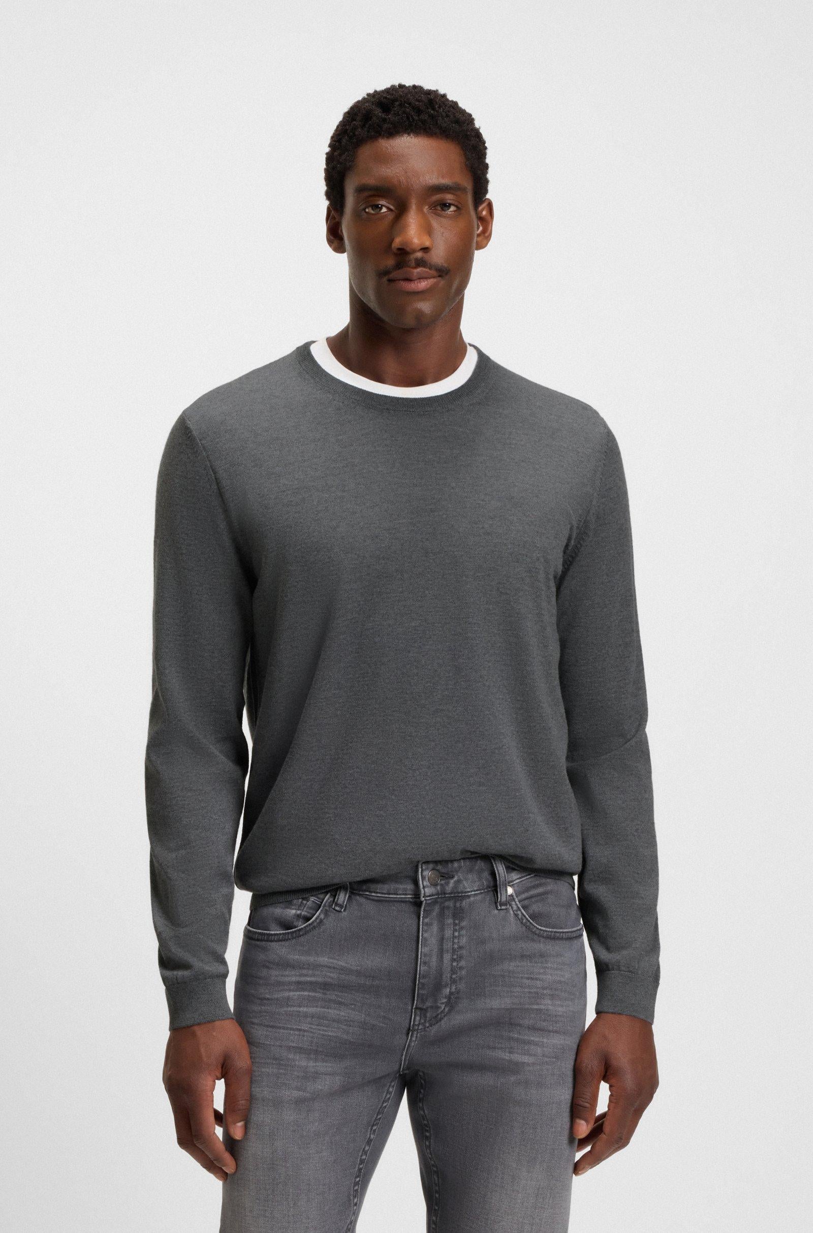 Maglia girocollo in merinos 50468239 10241501 01 030 BOSS Medium grey 