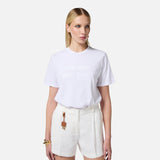 T-shirt in jersey con logo ricamato e strass MA00251E2 270 ELISABETTA FRANCHI Gesso 