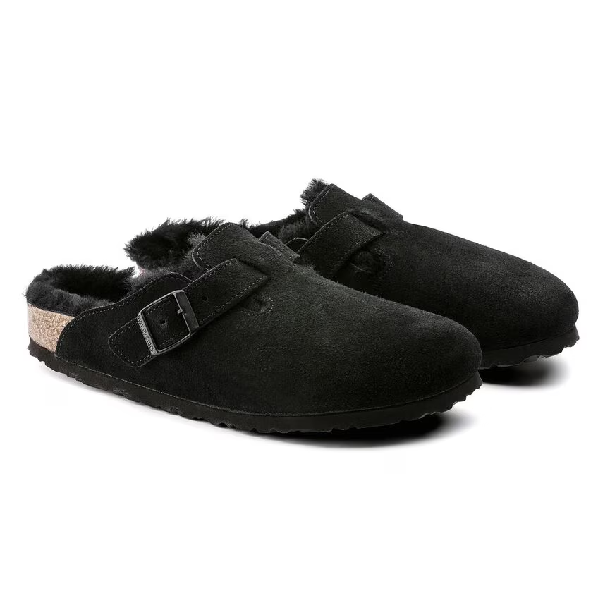 Sabot in suede con sherarliong interno BOSTON SHEARLING 259883 BLACK BIRKENSTOCK Black 