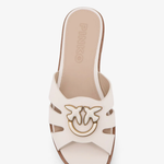 Ciabatta in pelle con logo SD0463P001 Z12 PINKO Milk 