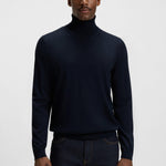 Maglia collo alto in lana merinos 50468262 10241489 01 404 BOSS Dark blue 