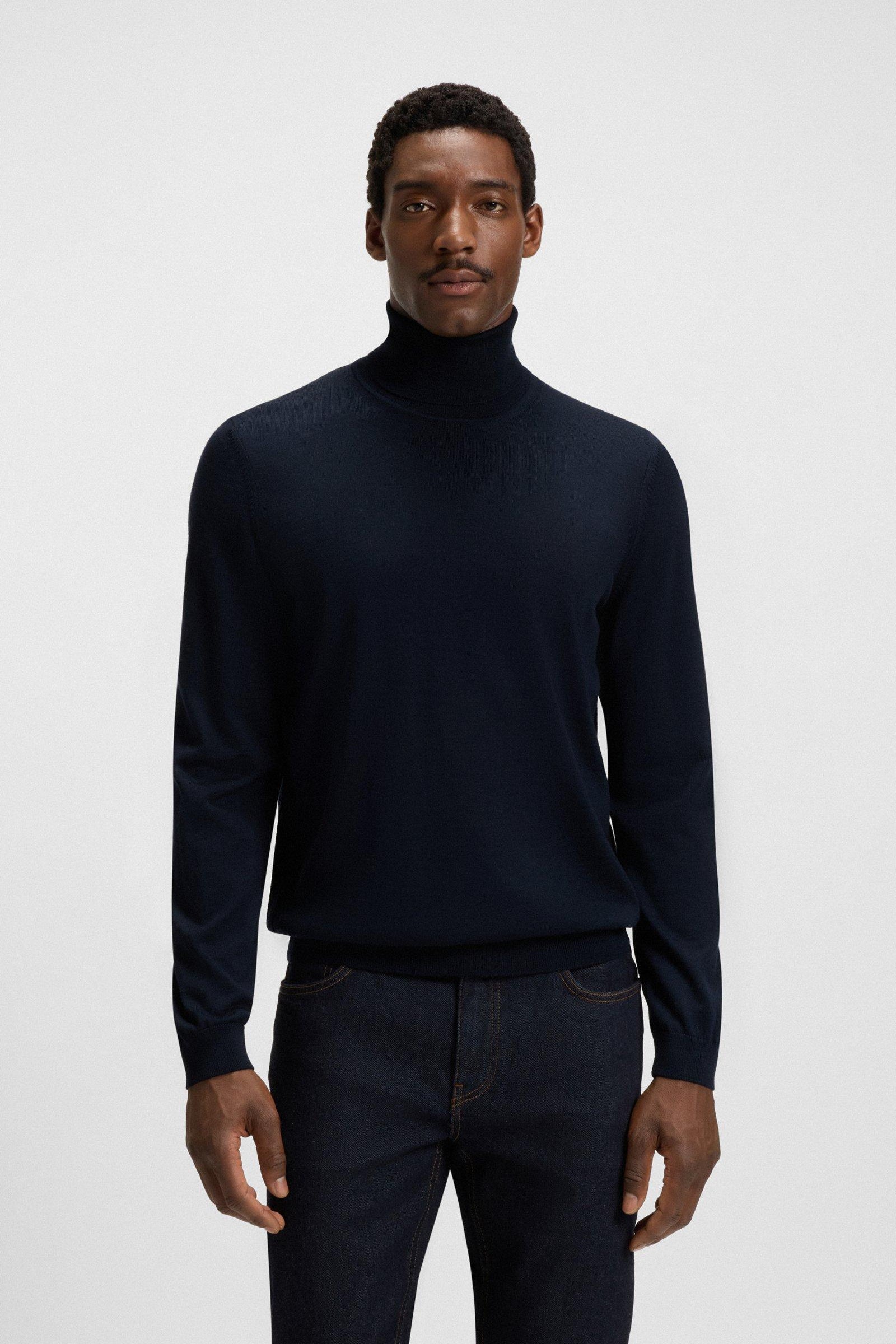 Maglia collo alto in lana merinos 50468262 10241489 01 404 BOSS Dark blue 