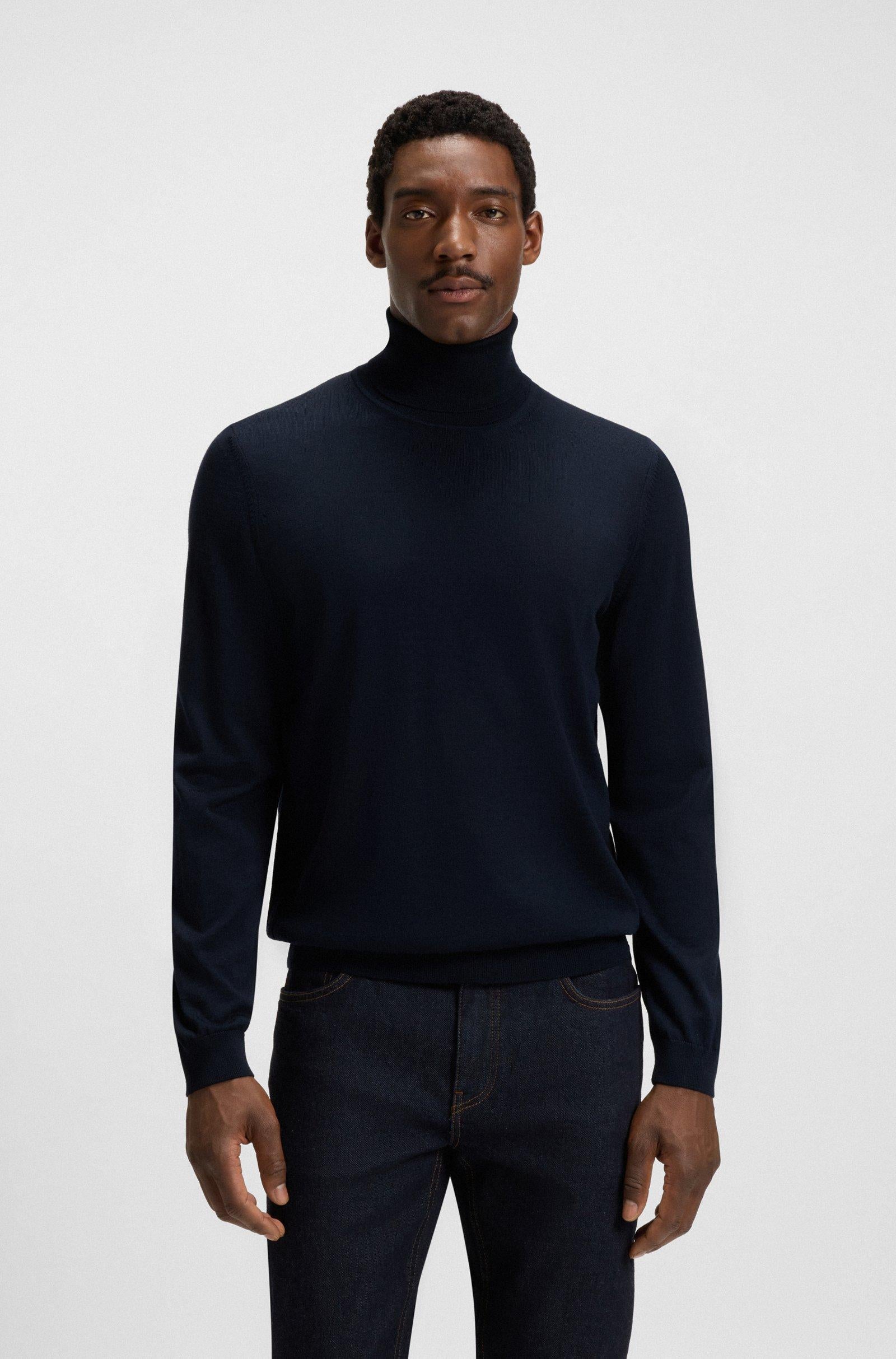 Maglia collo alto in lana merinos 50468262 10241489 01 404 BOSS Dark blue 