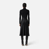 Abito in maglia a costine e raso con taschino AM06B56E2 110 ELISABETTA FRANCHI Nero 