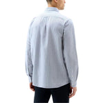 Camicia a righe in misto cotone e lino CFWOSI0134MRUT3707 31127 WOOLRICH Maritime blue 
