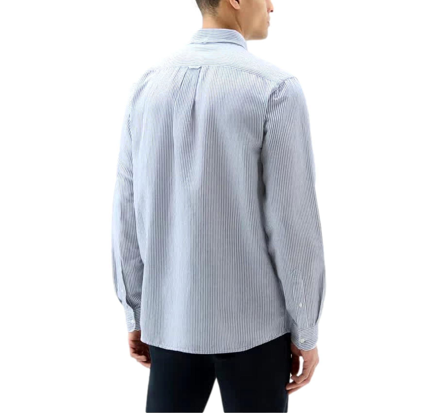 Camicia a righe in misto cotone e lino CFWOSI0134MRUT3707 31127 WOOLRICH Maritime blue 