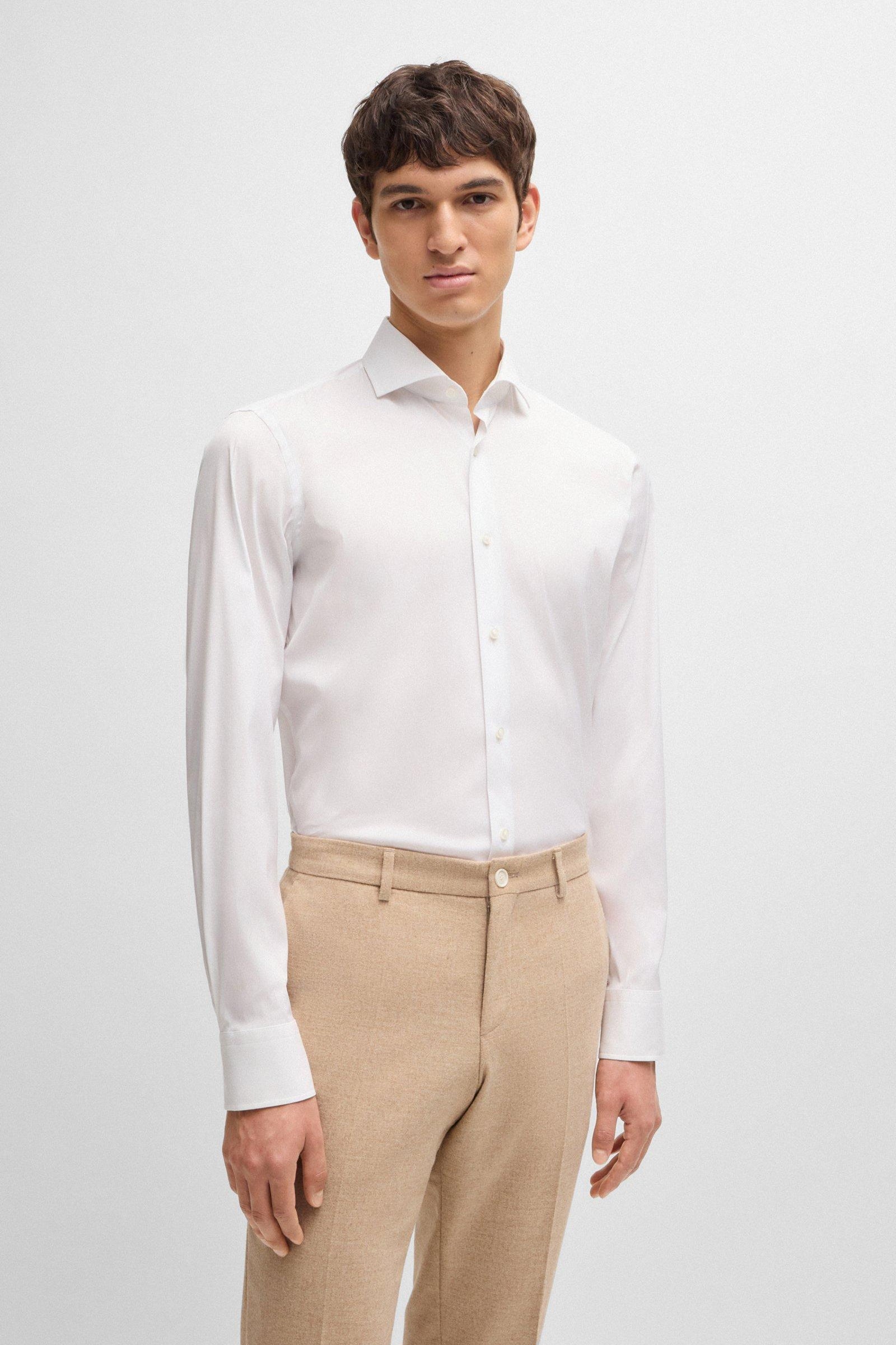 Camicia slim fit in cotone elasticizzato 50479915 10151300 03 100 BOSS White 