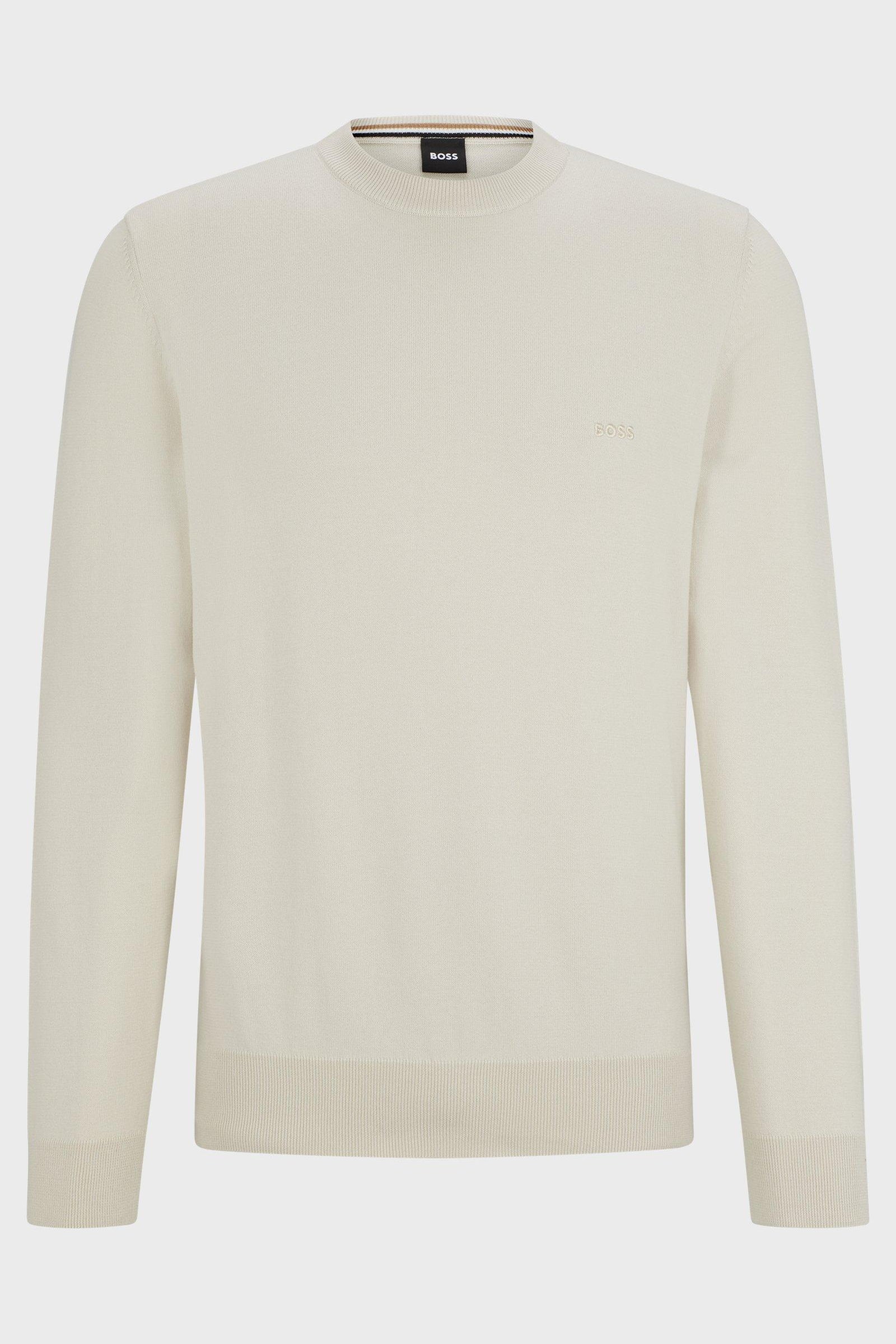 Maglia girocollo in cotone 50506023 10255186 01 131 BOSS Open white 