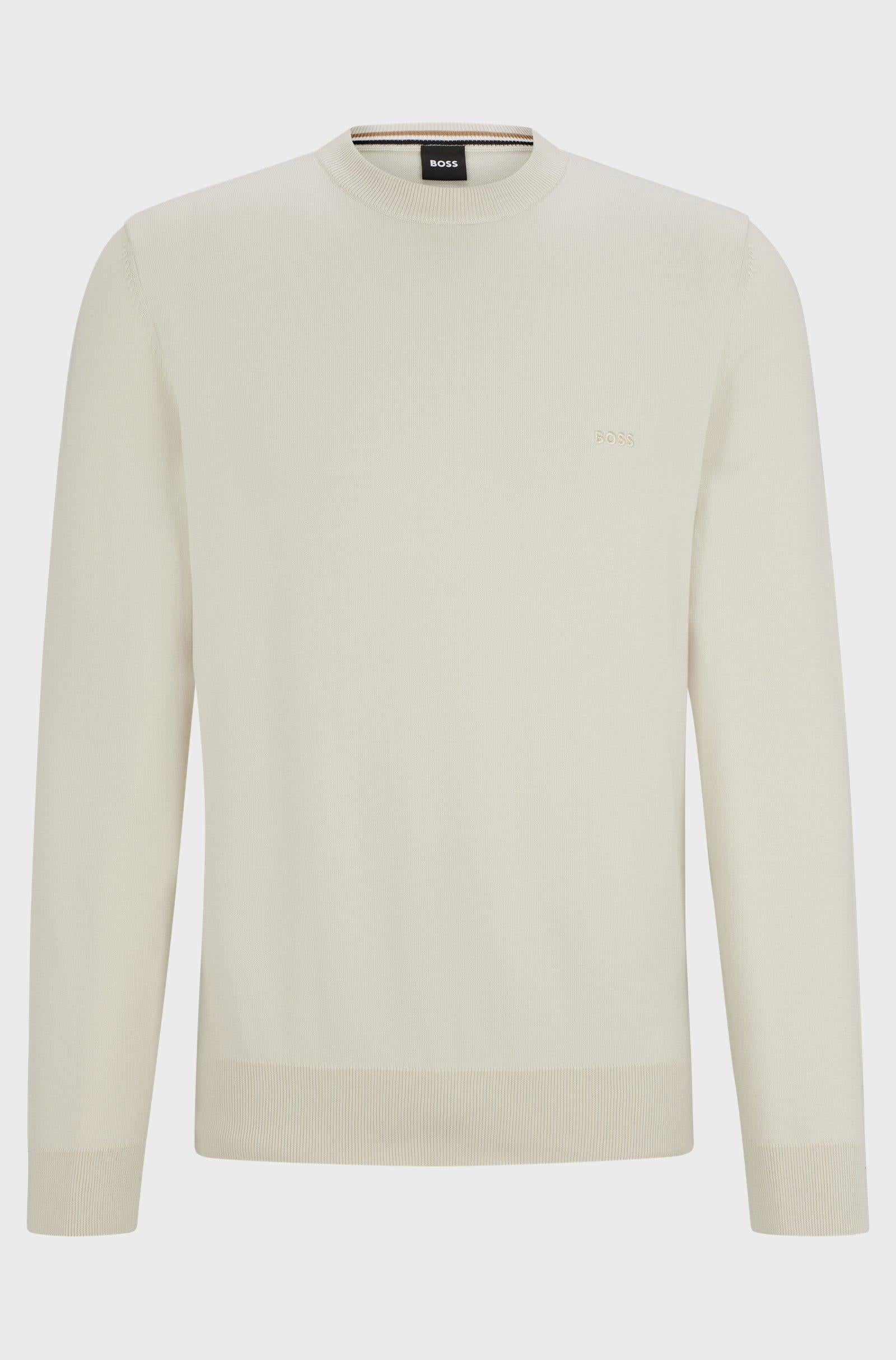 Maglia girocollo in cotone 50506023 10255186 01 131 BOSS Open white 