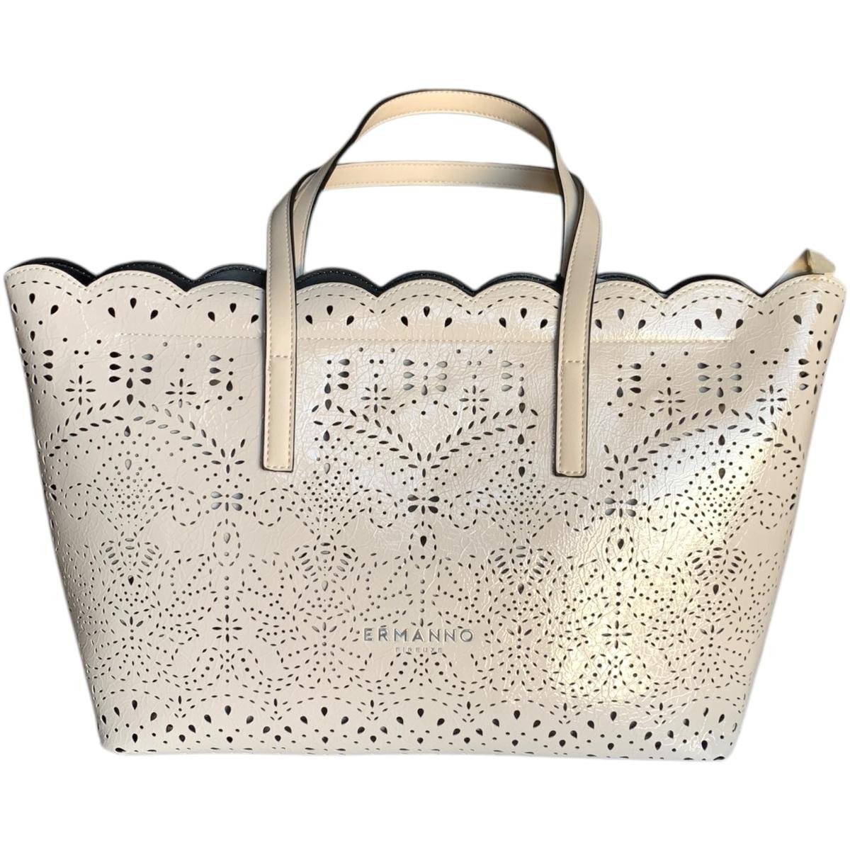 Borsa a mano traforata 12401914 1723 ERMANNO FIRENZE Off white 