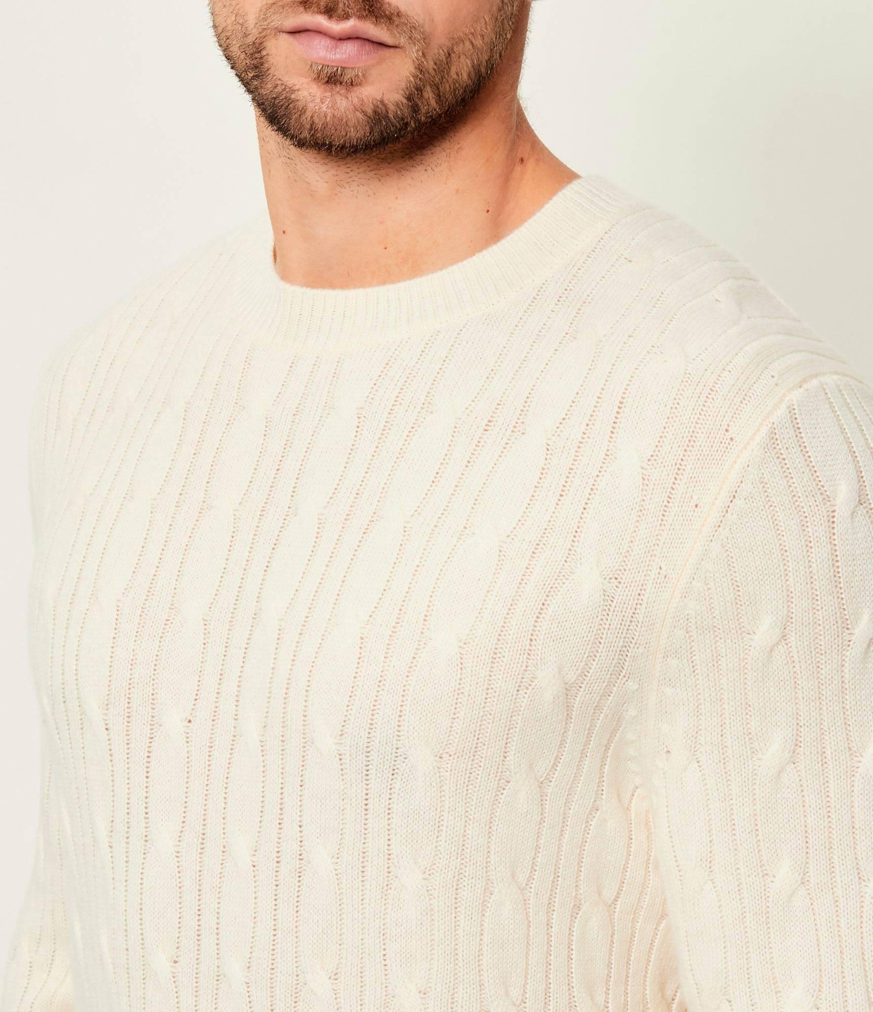 Maglia a treccia in lana e cachemire 50549975 10274959 01 131 BOSS Open white 