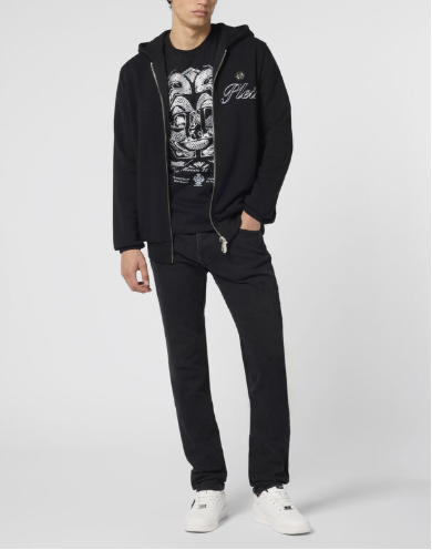 Felpa con cappuccio e zip MJB3953 PTE180N 02 PHILIPP PLEIN Black 