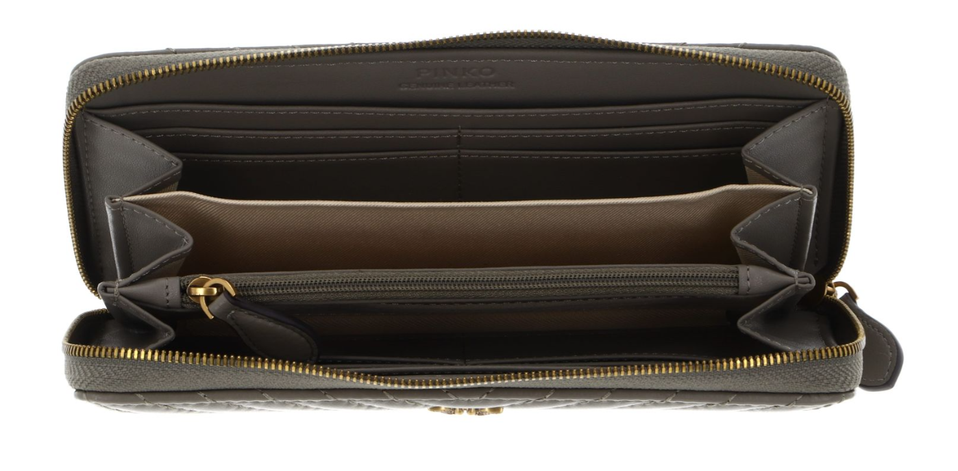 Portafoglio in nappa chevron 100250A0GK I68Q PINKO Noce-antique gold 
