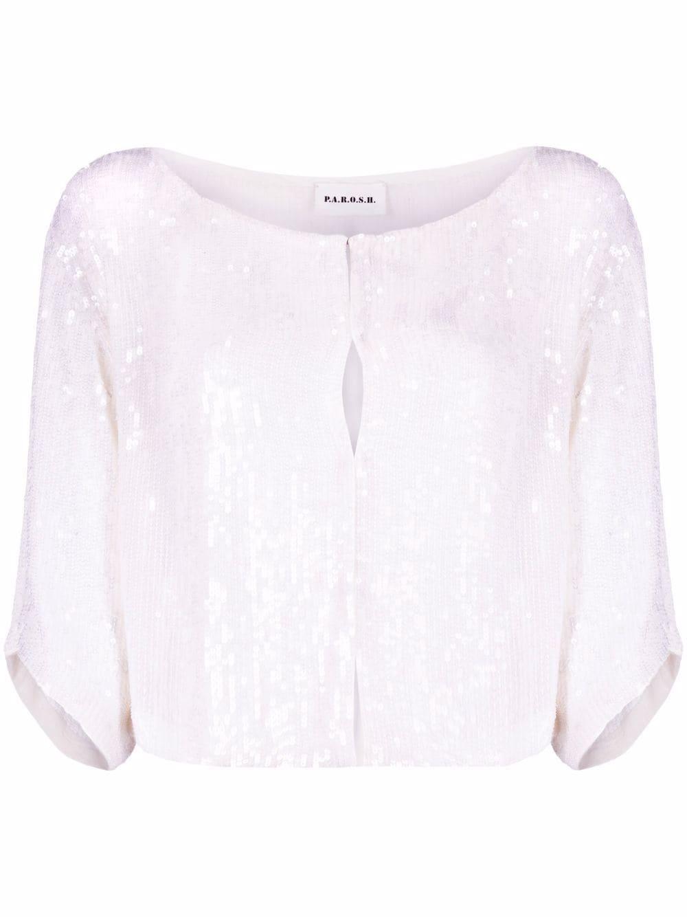 Giacca in paillettes GEMD430960 002 P.A.R.O.S.H. Panna 